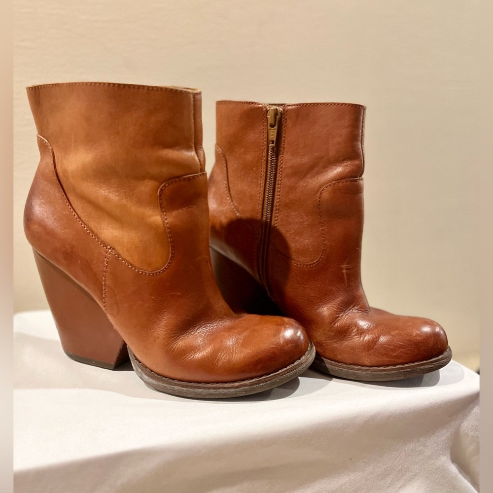 Korks Michelle Boots - Distressed Leather- Brown / Cognac SO COMFORTABLE